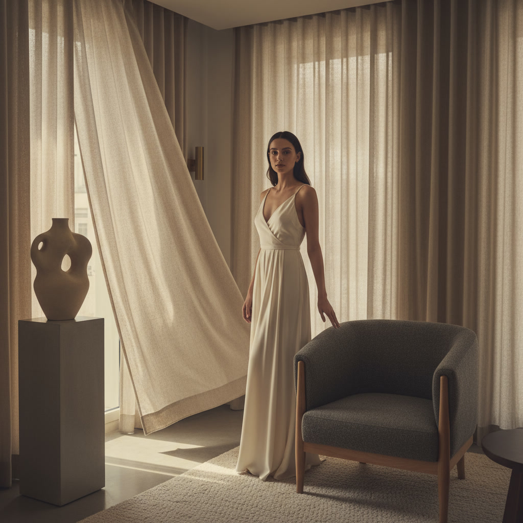 Elegant boutique hotel interior with textiles